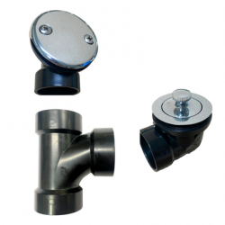 PSP0052 Bathtub Overflow, Sch. 40 ABS Plumbers Pack with Lift & Turn Plug Bath Drain